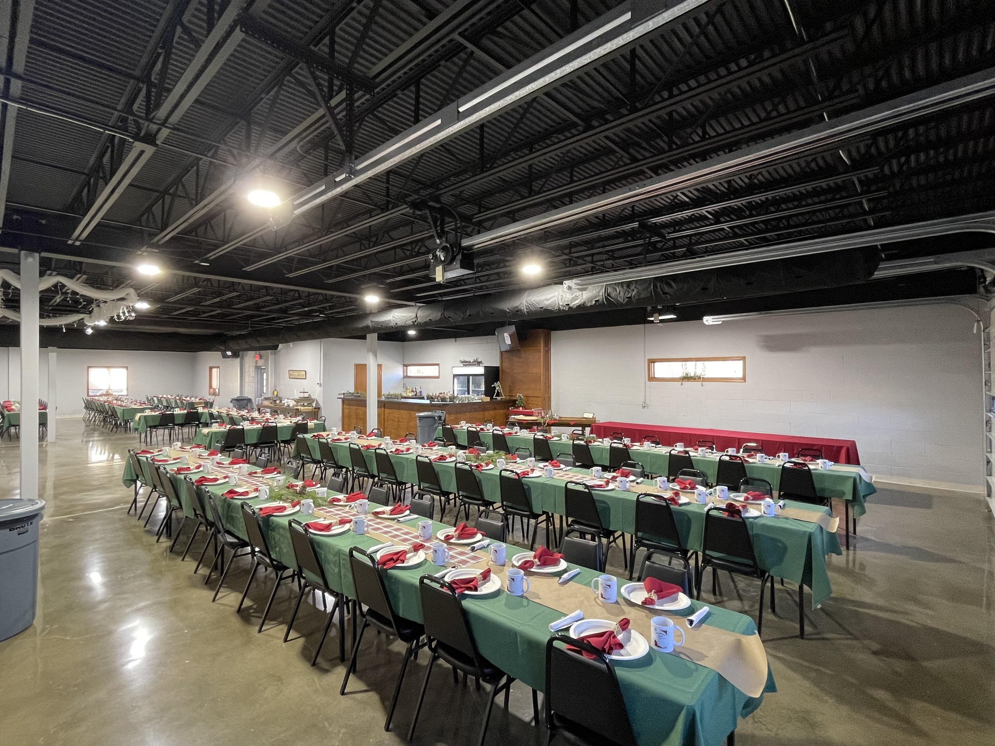 Apex Event Center venue interior with tables and chairs set up for an event