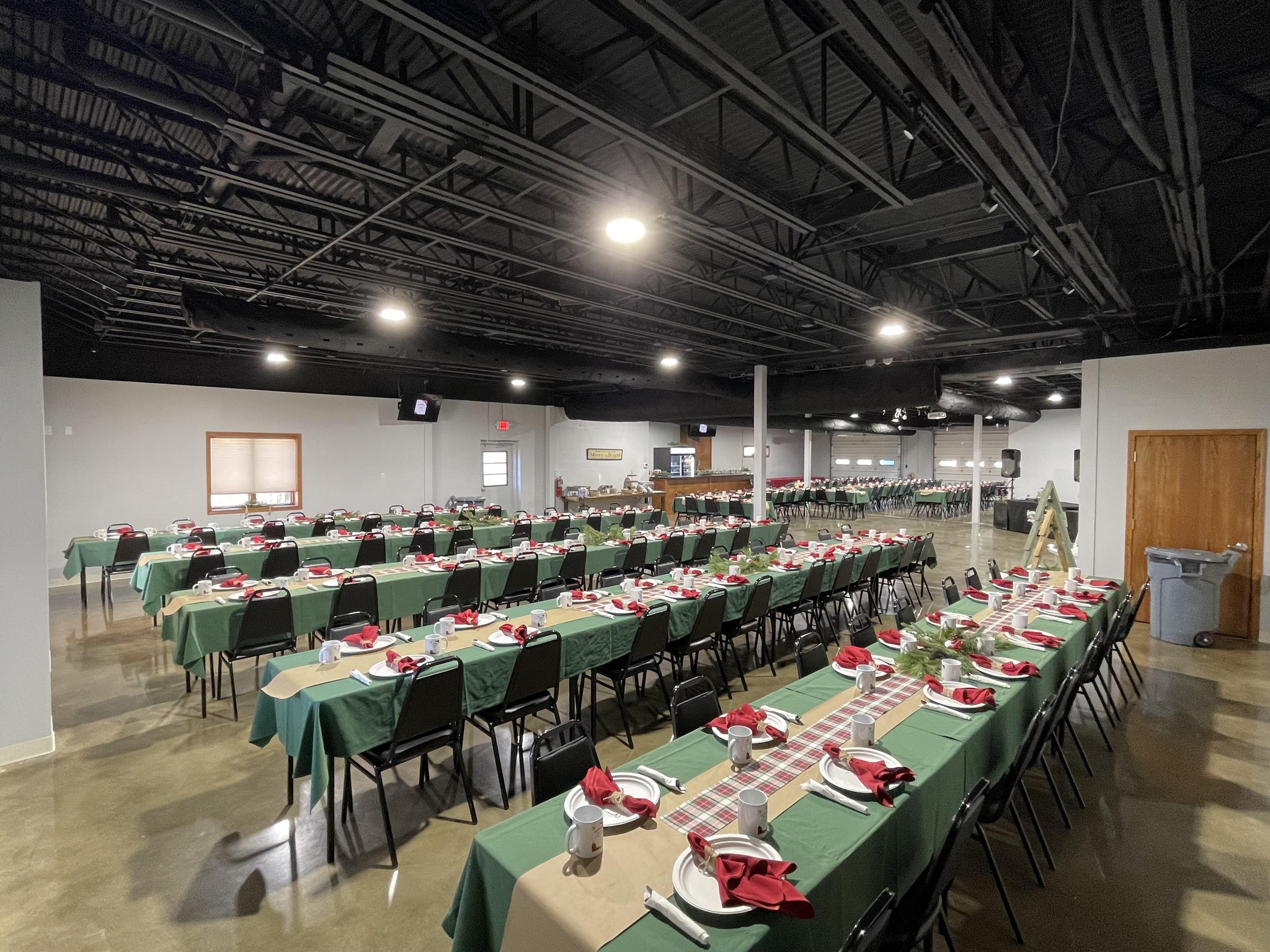 Apex Event Center venue with elegant table settings and decorations